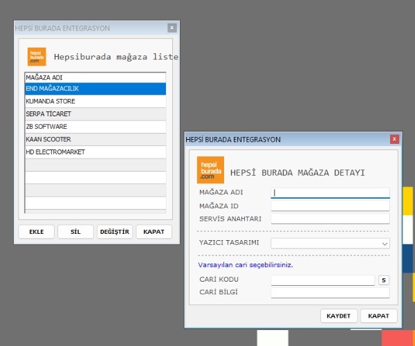 Onelee programında mağaza bilgilerinin girilmesi