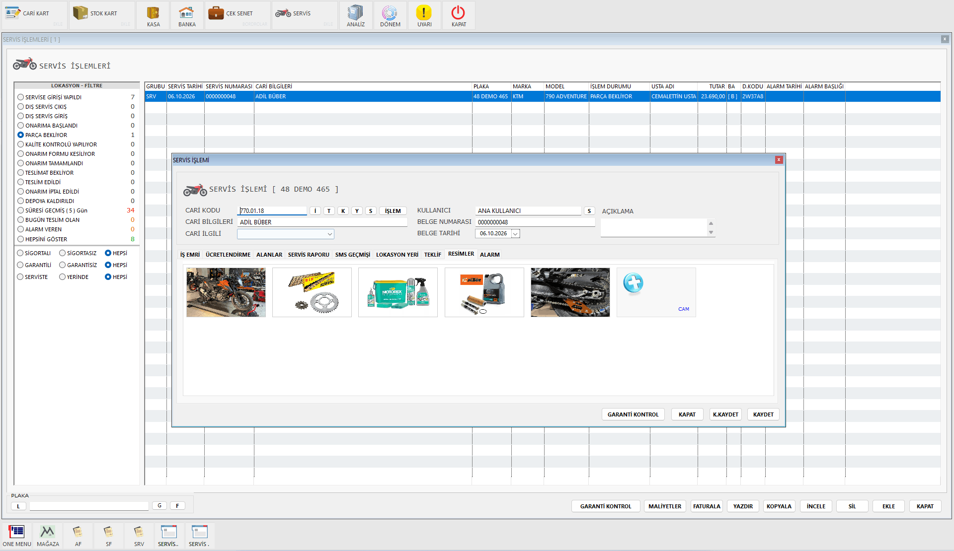 Motosiklet servis programı servis programına resim seçme ekranı